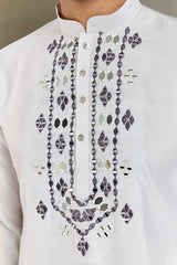 White Kurta with Dupatta for Men