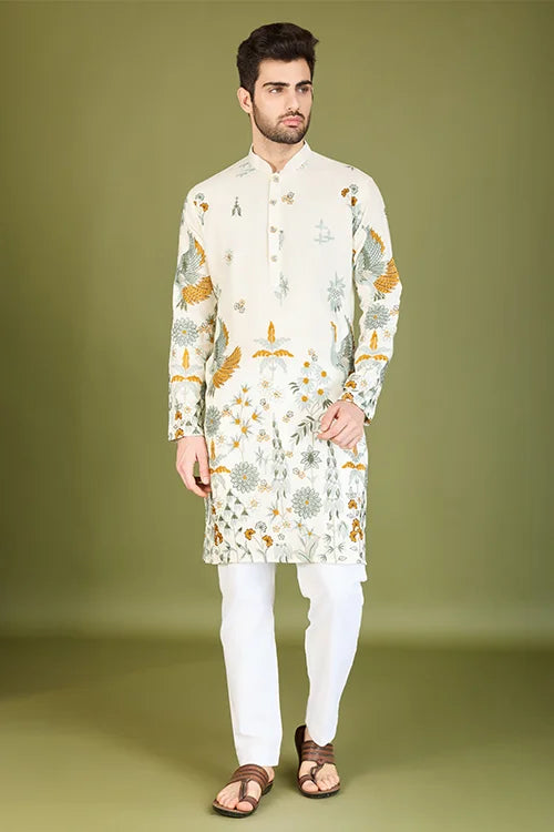 White Viscose Rayon Kurta