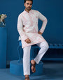 Classic White Viscose Silk Festive Kurta for Mens