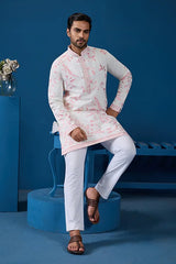 White Viscose Silk Kurta Men
