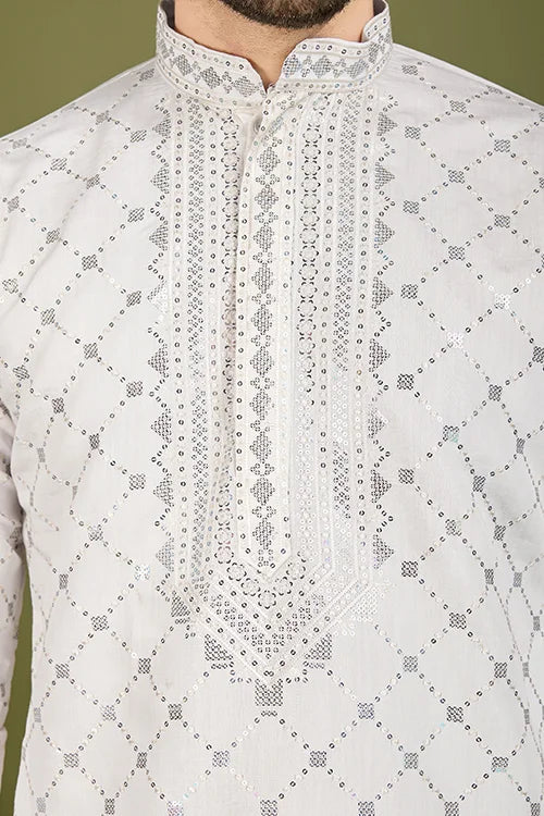 White silk kurta designer 