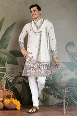 White Wedding Kurta for Men