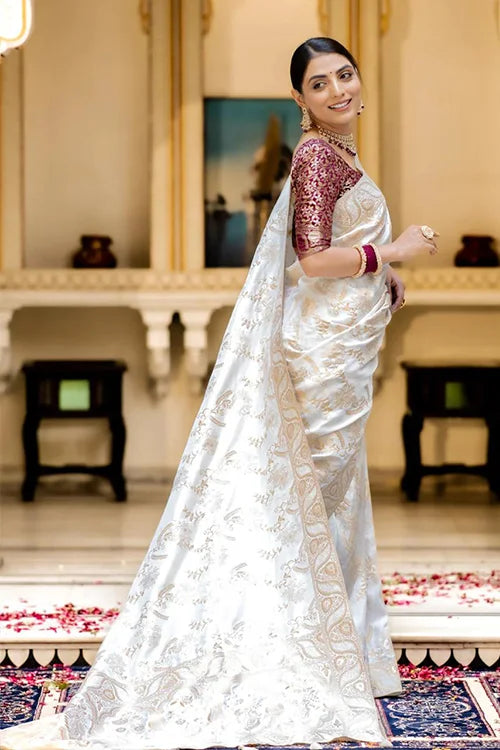 white saree with ethenic look