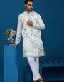 Graceful White Viscose Silk Kurta for Mens Wear