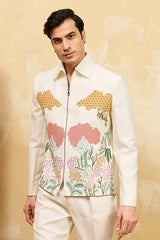 Designer White Velvet Jacket Set