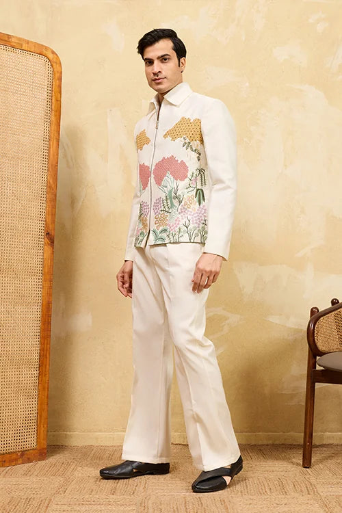 Men’s White Velvet Jacket Outfit