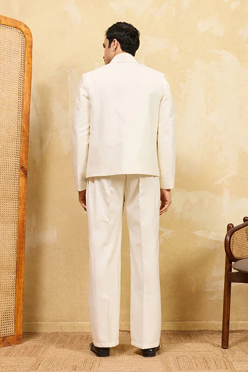 White Embroidered Jacket Set