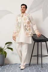 White Koti Kurta Set Men