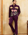 Wine Embroidery Bomber Jacket with Matching Pants for Mens Wear