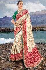 Woven Satin Silk Bandhani Saree