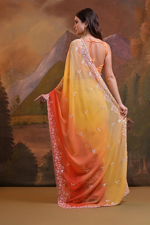 Bridal yellow saree C pallu
