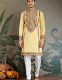 Yellow Embroidered Kurta for Haldi & Celebrations