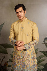 Yellow Embroidered Kurta for Men