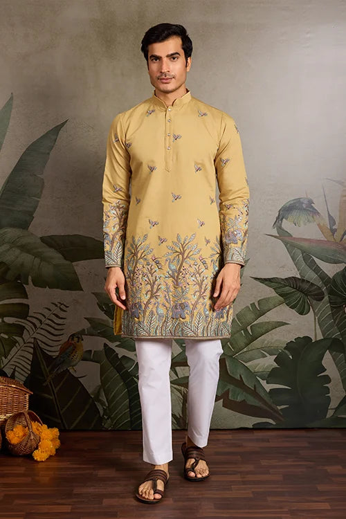 Haldi Ceremony Yellow Kurta for Men