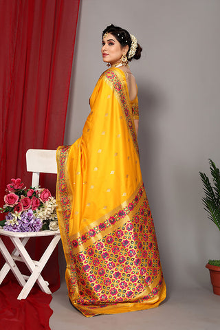Red Pink Exclusive Weaving Work Paithani Silk Sarees
