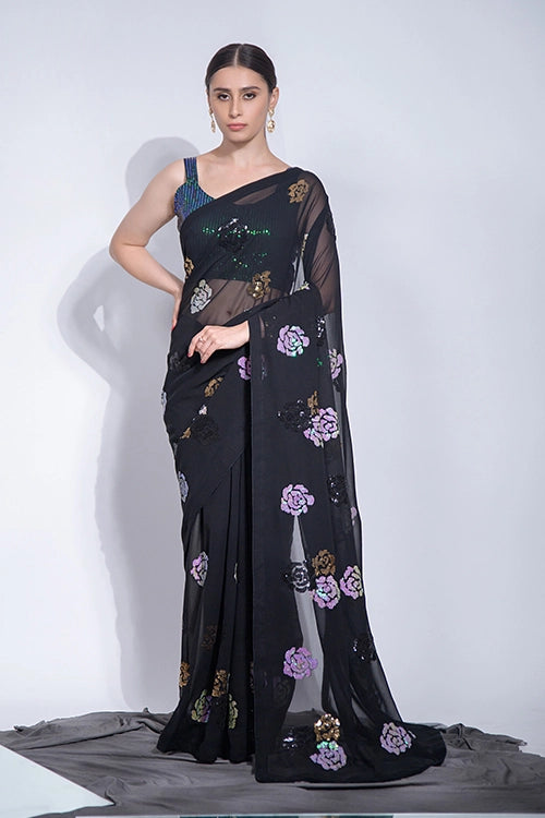 Multi-Color Sequin Saree Online
