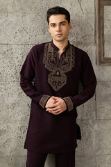 Designer Wear Purple Japanese Fabric Kurta for Men