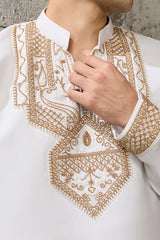 White Japanese Fabric Exclusive Kurta for Mens Wear