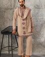 Elegant Beige Japanese Fabric Embroidered Kurta Dupatta Set for Men