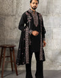 Elegant Black Japanese Fabric Kurta Dupatta Set for Mens Wear