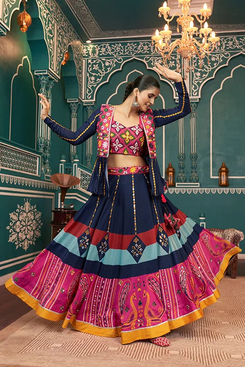 Elevate Your Look with Multi Color Jacket Style Chaniya Choli