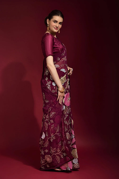 Georgette saree with sequence embroidery
