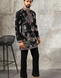 Luxury Black Japanese Fabric Embroidered Kurta Set for Men