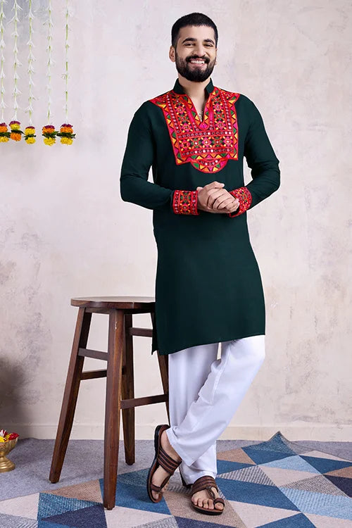 green kurta for men