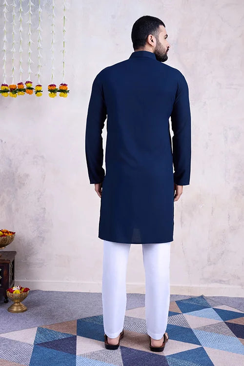 navy blue kurta for men