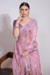 Designer peach saree
