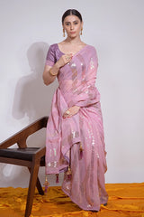 Wedding saree in peach
