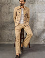 Premium Designer Beige Mirror Work Mens Bomber Jacket