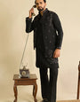 Premium Designer Black Mirror Work Koti Kurta Set for Men