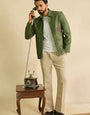 Premium Ethnic Wear Olive Green Mirror Work Mens Jacket Set