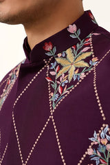 Purple Kurta Pajama with Koti