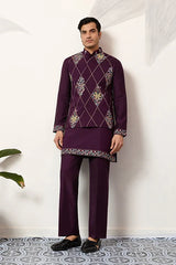 Purple Koti Kurta Pajama Set
