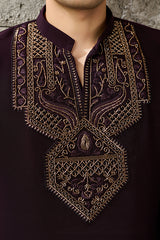 Designer Wear Purple Japanese Fabric Kurta for Men