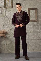 Designer Wear Purple Japanese Fabric Kurta for Men