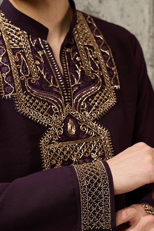 Designer Wear Purple Japanese Fabric Kurta for Men