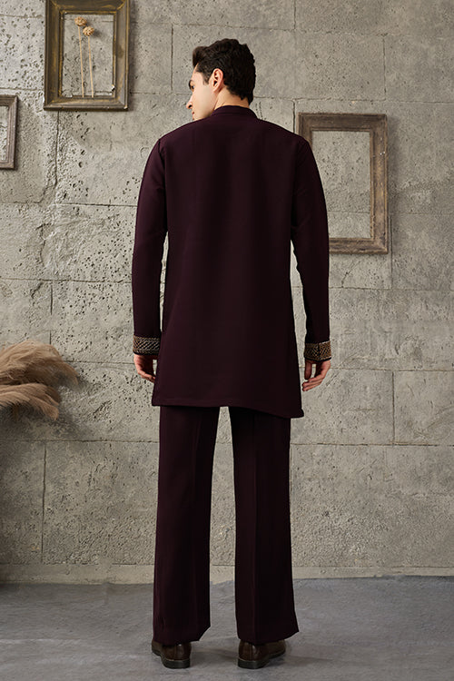 Designer Wear Purple Japanese Fabric Kurta for Men