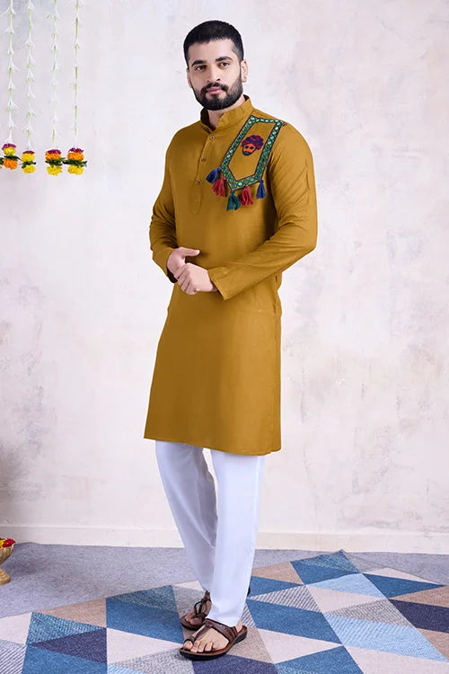 Yellow Checkered Kurta