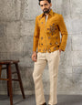 Royal Mustard Mirror Embroidered Men's Bomber Jacket