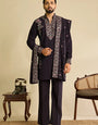 Royal Purple Japanese Fabric Kurta with Dupatta Set for Mens Wear