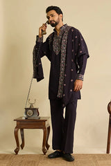 Detailed View of Royal Purple Dupatta with Japanese Fabric Kurta