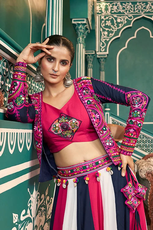 Vibrant Multi Color Jacket Style Chaniya Choli for Navratri