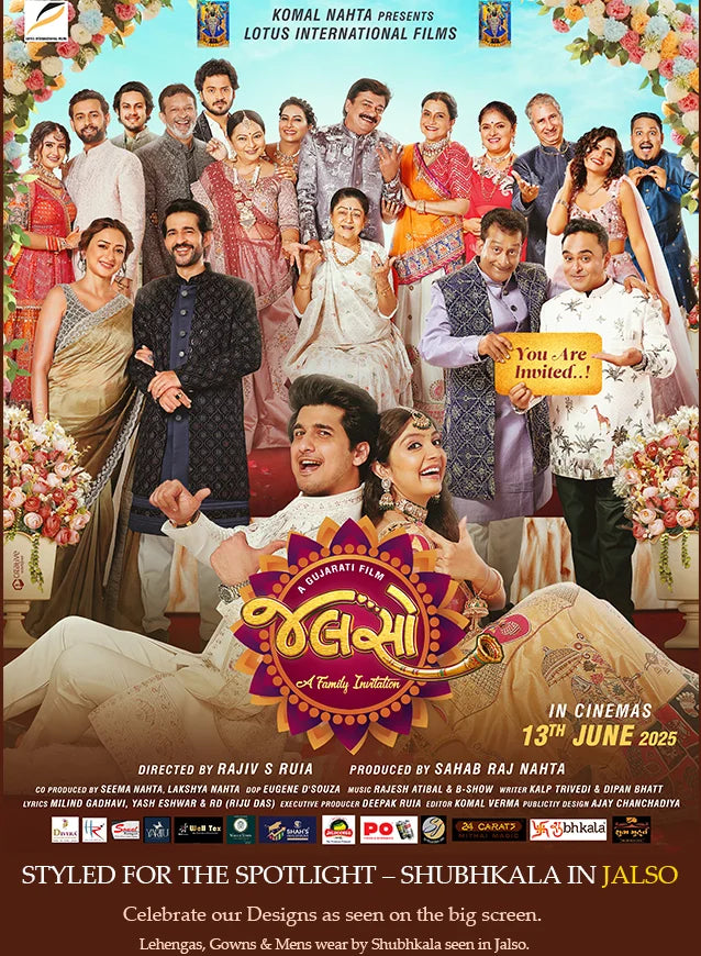Shubhkala clothing sponsor for Gujarati movie Jalso banner