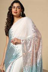 Designer sky blue saree
