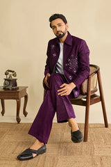 Close-Up of Mirror Work on Trending Designer Wine Men's Bomber Jacket