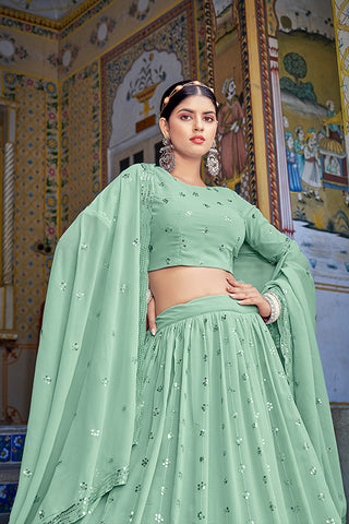 Any Special Occasion Beautiful Pista Green Embroidered Lehenga Choli 152.2