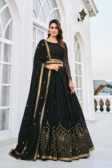 Black Embroidered Wedding Lehenga
